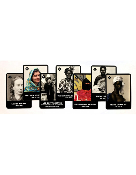 Jeu de cartes Femmes révolutionnaires de l'Histoire (54 cartes avec portraits et bibliographies)