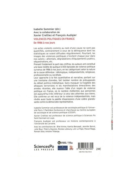 Violences politiques en France - De 1986 à nos jours (Sommier, Audigier, Crettiez)