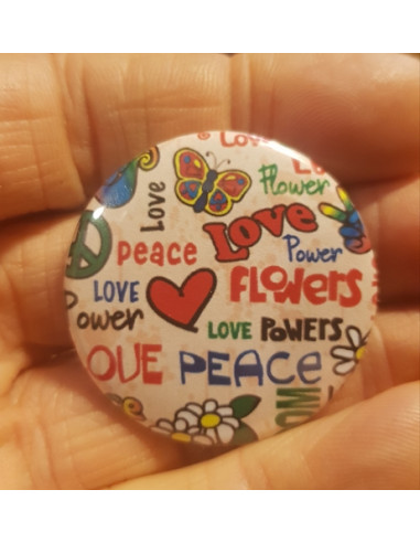 Badge Peace, love and flowers