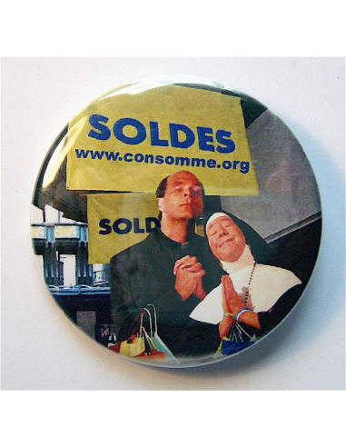 Badge Prions pour les soldes (église...