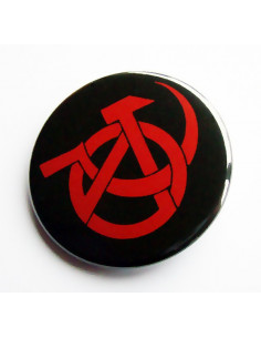 Badge A de Anarchie avec faucille et marteau