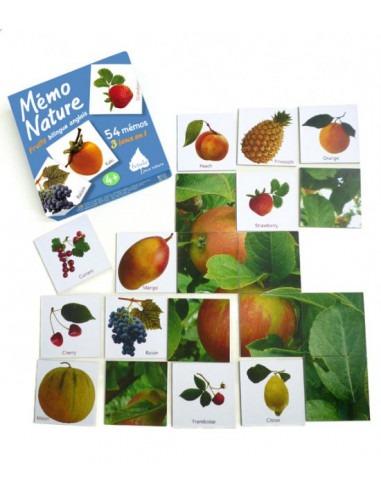 Mémo Nature fruits bilingue ( jeu de société éducatif)