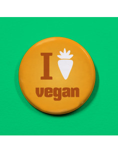 Badge I love vegan (carotte)