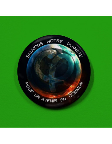 badge sauvons notre planète, pour un avenir en commun FI