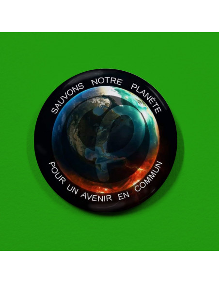 badge sauvons notre planète, pour un avenir en commun FI