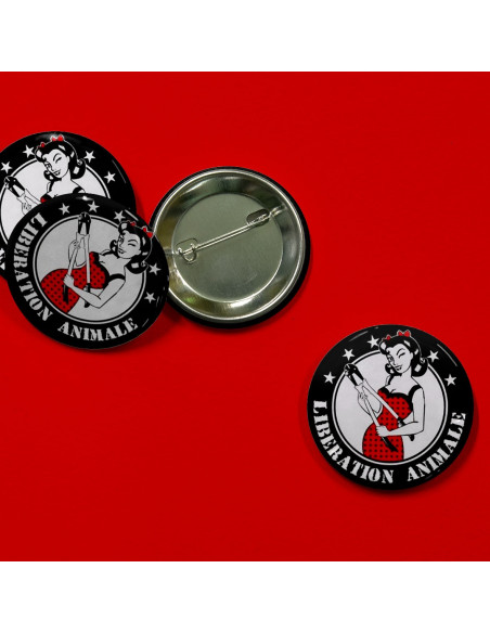 Badge Libération animale, avec pince coupante