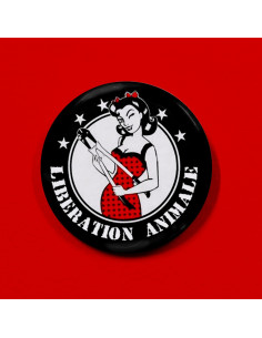 Badge Libération animale, avec pince coupante