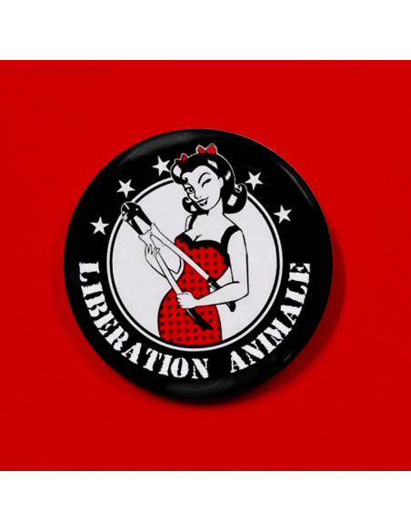 Badge Libération animale, avec pince coupante