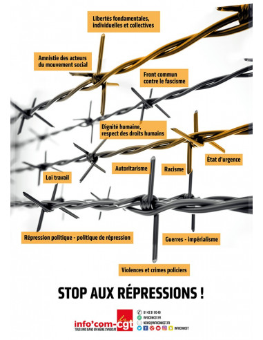 Stop aux répressions ! (affiche Info Com CGT n°054)