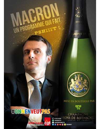 Macron, un programme qui fait pshiiit ! (affiche Info Com CGT n°059)