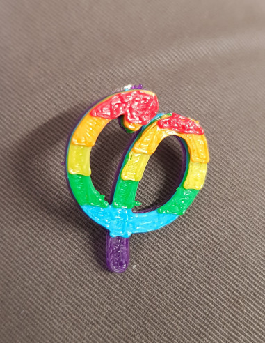 Le Phi de la France insoumise (FI) (pin's arc-en-ciel gay friendly)