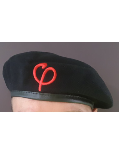 Béret Che Guevara noir avec le symbole de la France insoumise (Phi / FI rouge)