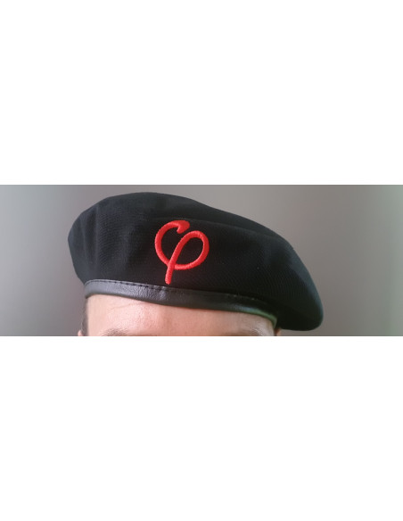 Béret Che Guevara noir avec le symbole de la France insoumise (Phi / FI rouge)