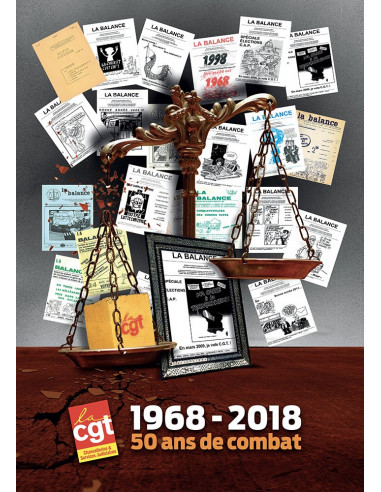 1968-2018 : 50 ans de combats (Chancelleries et services judiciaires) (affiche par Info Com CGT n°142)