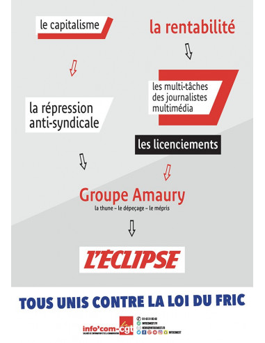 Tous unis contre la loi du fric ("L'éclipse") (affiche par Info Com CGT n°122)