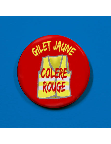 Badge gilet jaune, colère rouge