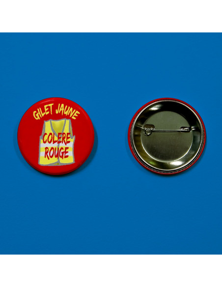 Badge gilet jaune, colère rouge