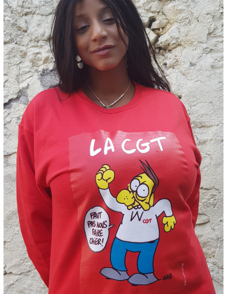 Pull over sweat CGT Charb Info'Com ROUGE