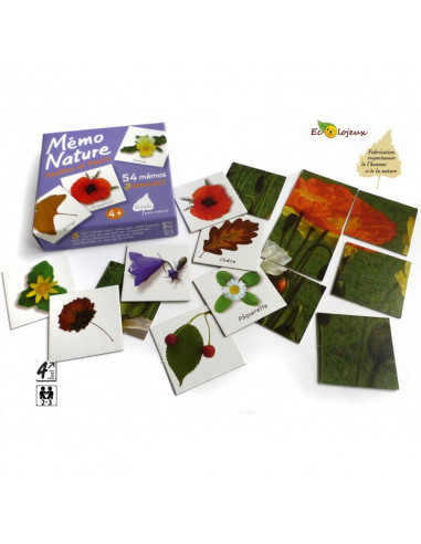 Mémo Nature feuilles et fleurs (jeu de société éducatif, 3 jeux en 1)