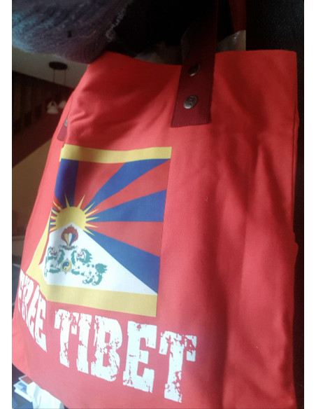 Sac rouge tote bag pour les course Free Tibet