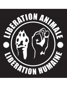 Sticker Libération animale, libération humaine (patte et poing)