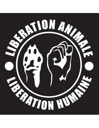 Sticker Libération animale, libération humaine (patte et poing)