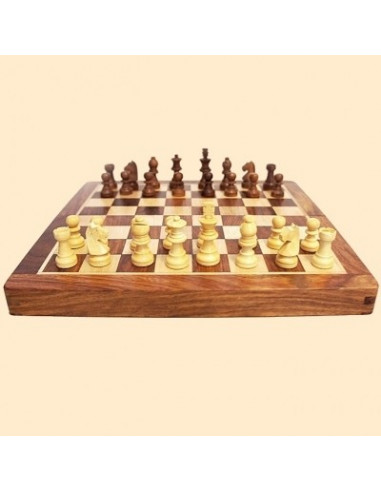 Jeu d'échecs bois, pliant et magnétique 25 X 25 cm